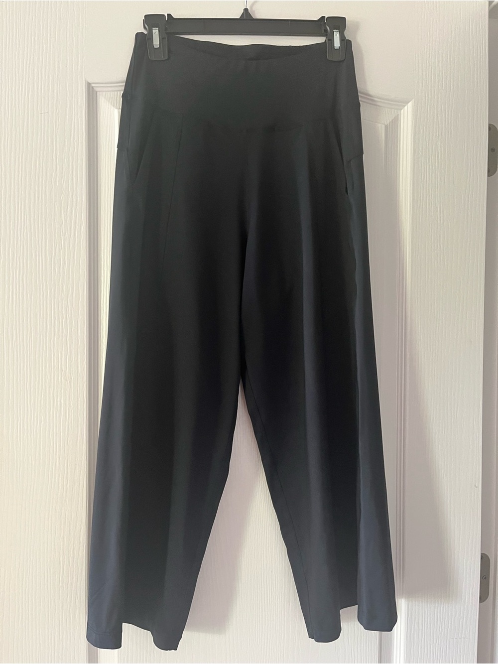 Women's Black Wide-Leg High-Waist Yoga-Type Pants